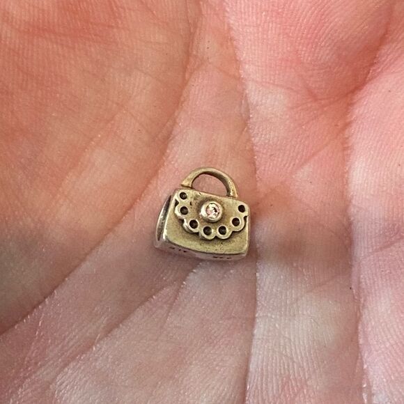 Authentic Pandora Purse Charm With Pink CZ - Picture 1 of 2